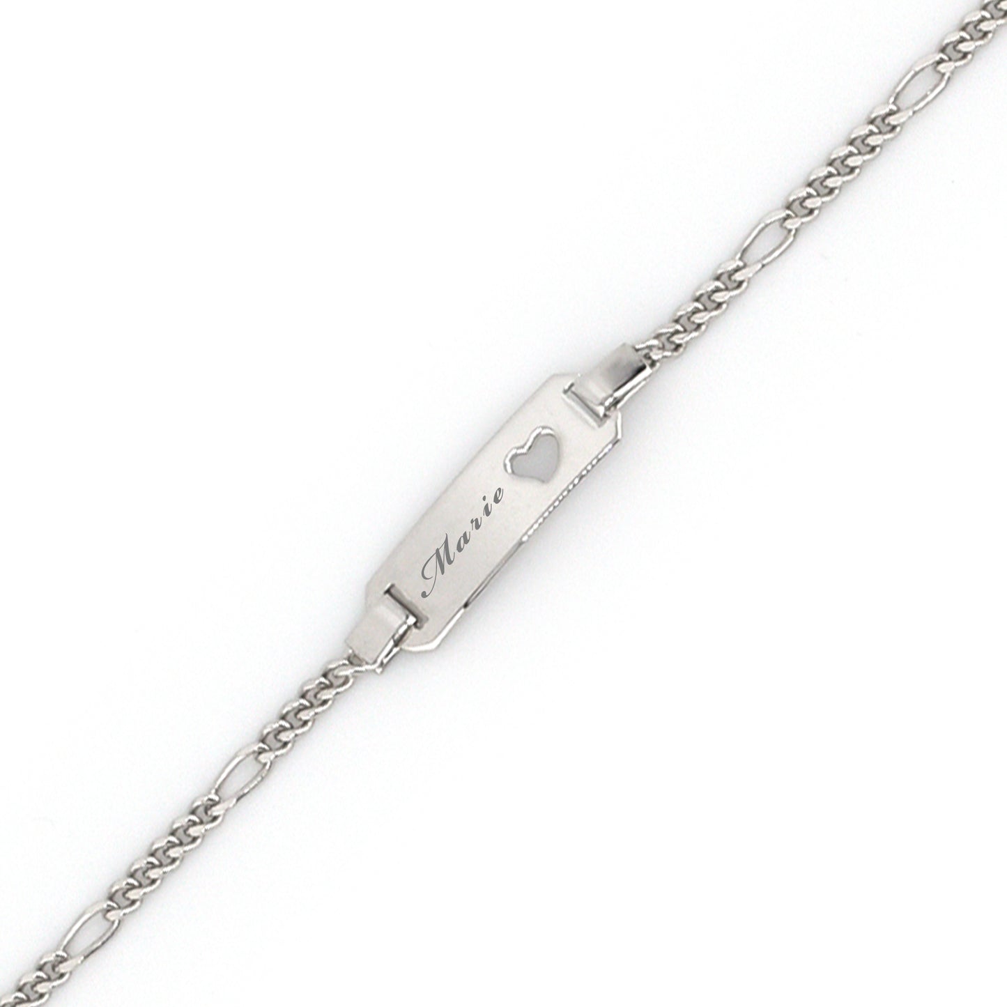 ID-Armband Kids 925/ Silber (Gratis Gravur) "Cut-out Herz"