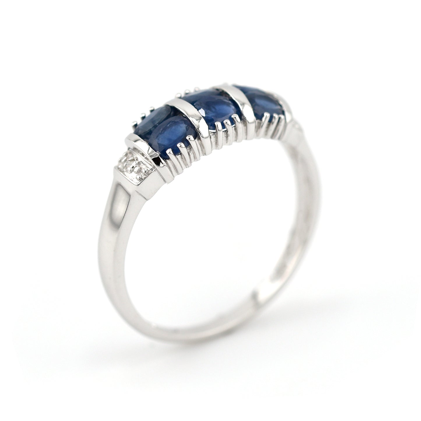 Ring 925/Silber rhodiniert mit Safir und Diamant