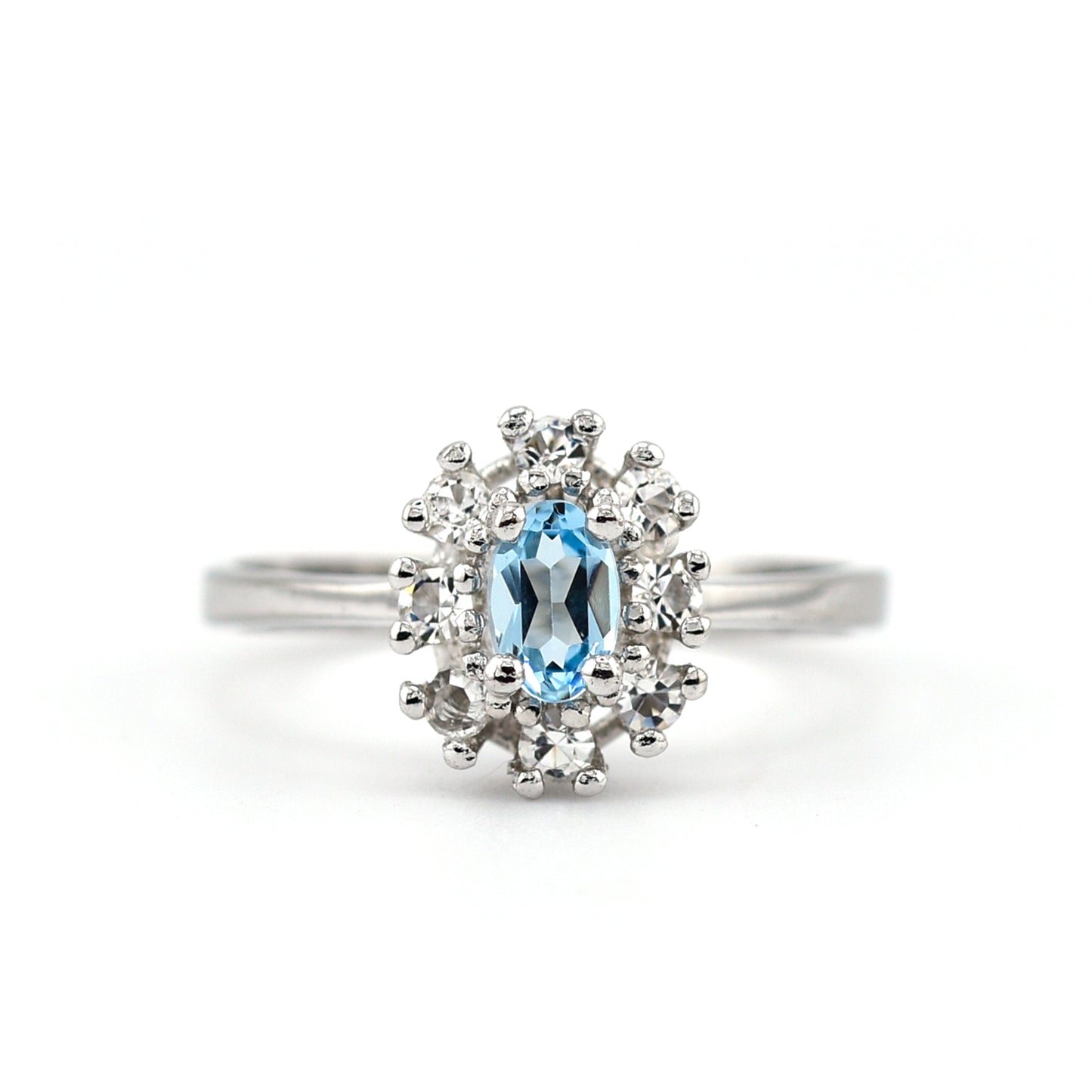 Ring 925/ Silber rhodiniert mit blauem Topas & Zirkonia