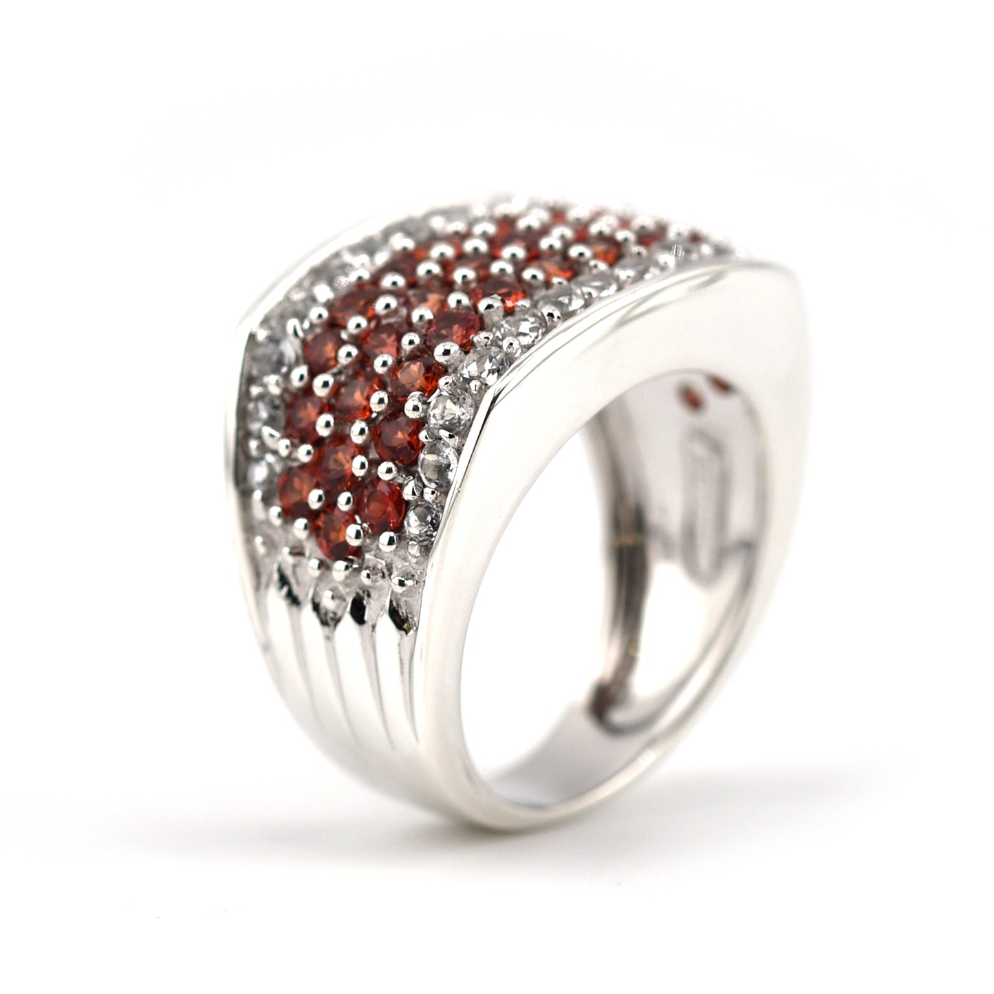 Damen Ring 925/ Silber mit Zirkonia rot & weiß