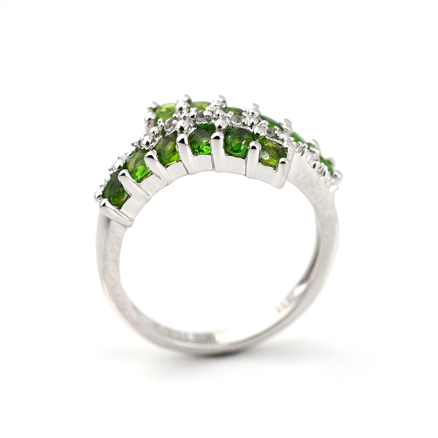 Damen Ring 925/ Silber rhodiniert mit Zirkonia & Peridot