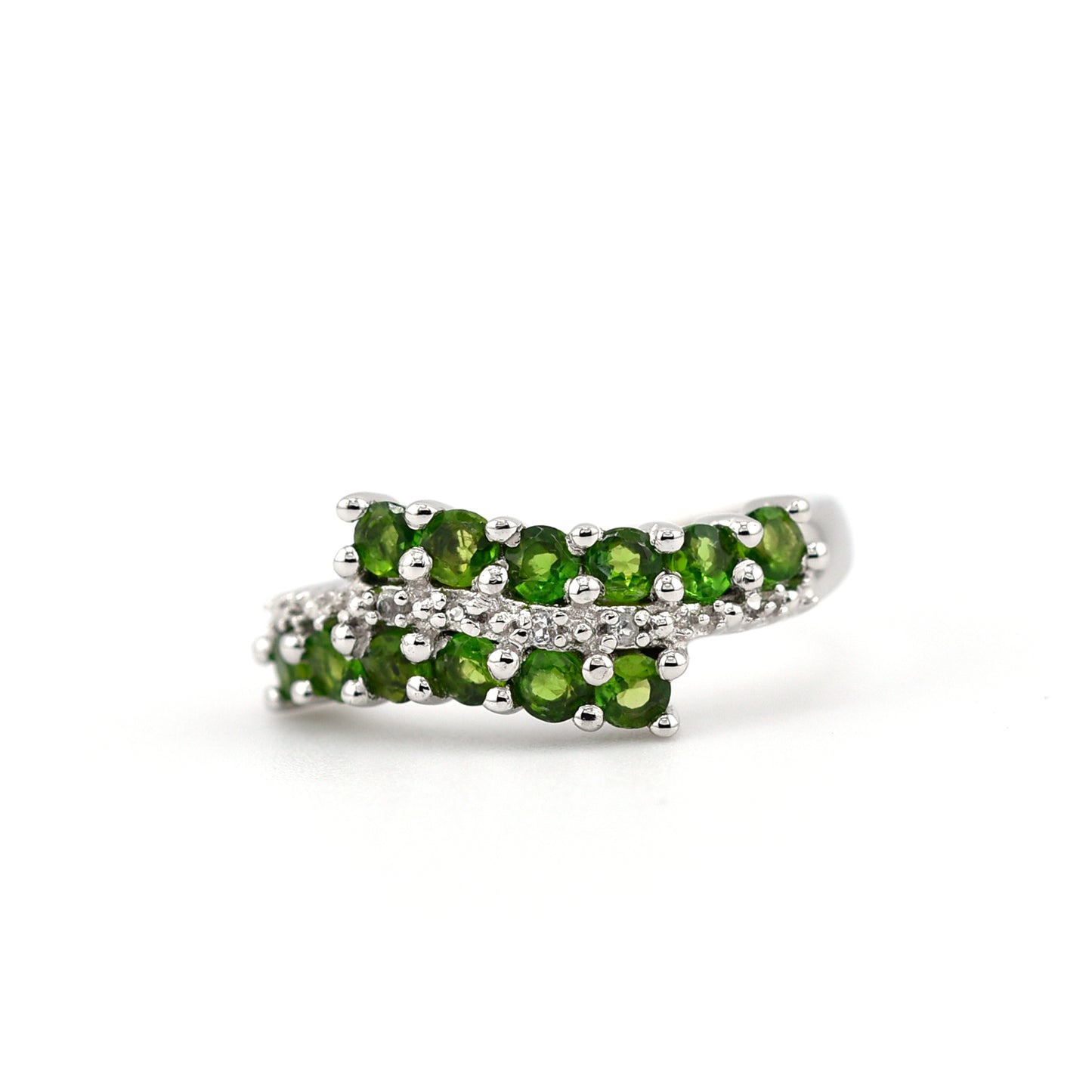 Damen Ring 925/ Silber rhodiniert mit Zirkonia & Peridot