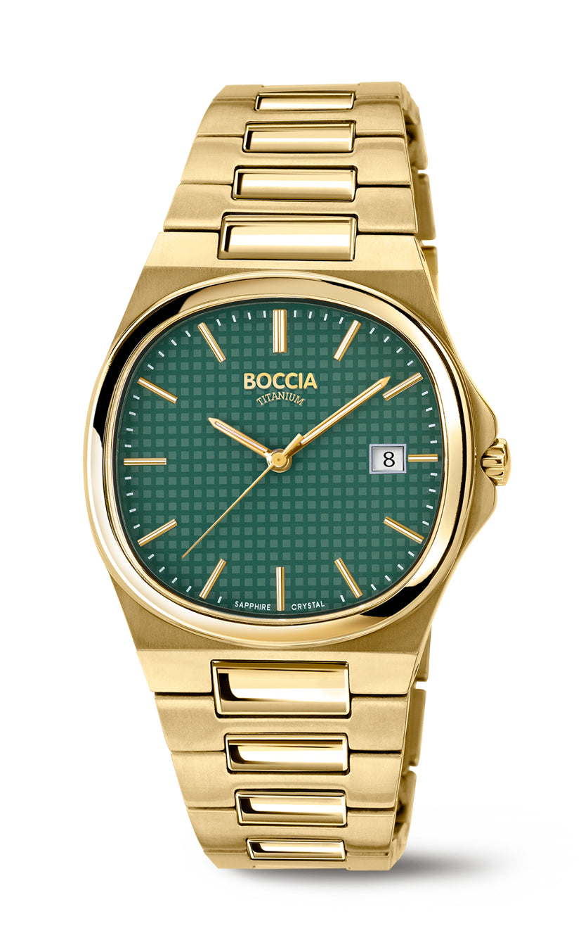 BOCCIA Titanium Herrenuhr Goldplattiert - Classic 3657-05